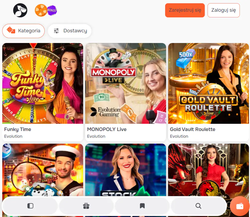Widok Pelican Casino w przeglądarce mobilnej na smartfonie